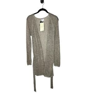 NWT Zara Woman Lightweight‎ Cardigan Sweater Medium Open Front Tie Belt Brown